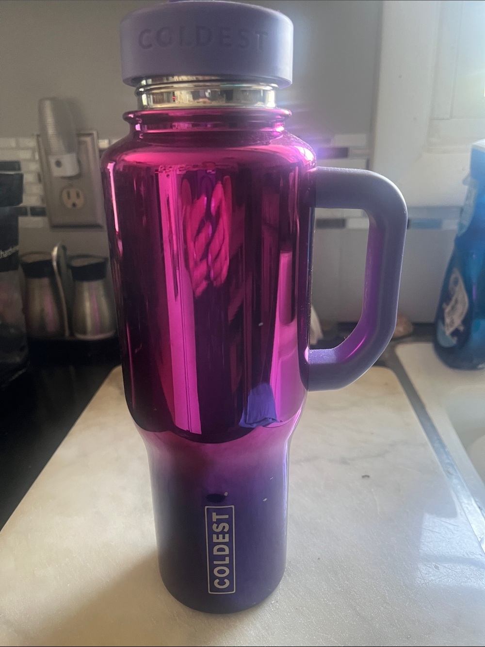 Coldest Purple and Magenta Insulated Handle Bottle - Picture 2 of 4